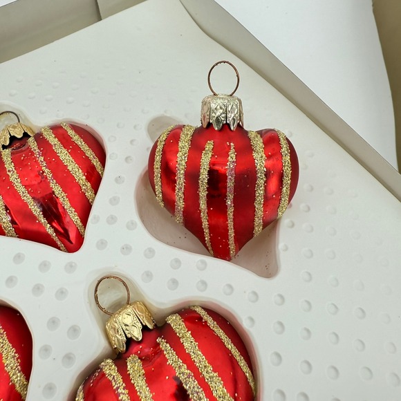 Handcrafted‎ Heart Glass Ornaments Glitter Made in West Germany - Picture 4 of 6